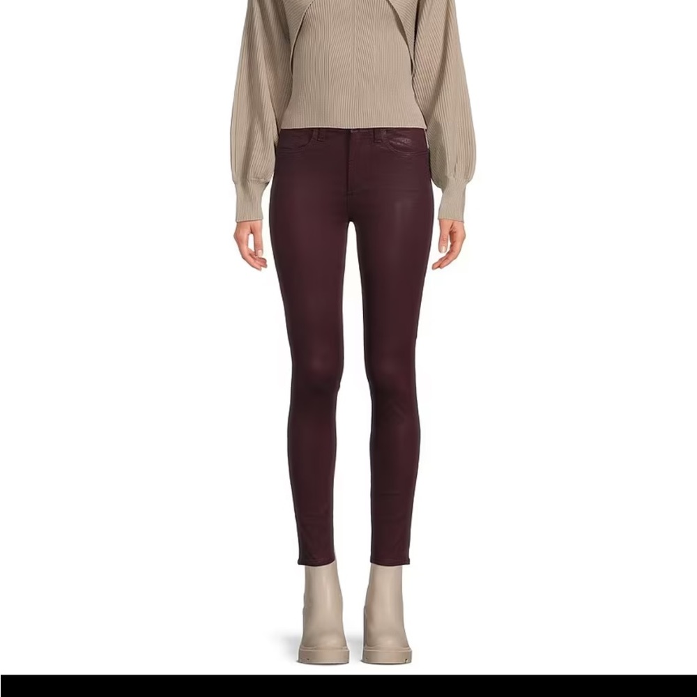 Charlie Coated High Rise 5-Pocket Stretch Denim Skinny Jeans NWT Burgundy Size30